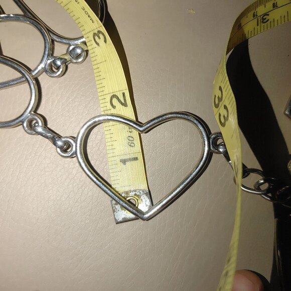 Large Vintage  Chain Belt Silver Heart-Shaped Lobster Claw Clasps Adjustable - Picture 4 of 9